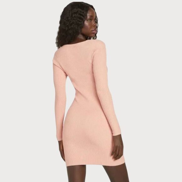 NWT Guess Eco Farai Sweater Dress M Pullover Bodycon Knit Long Sleeve Pink - Picture 5 of 9